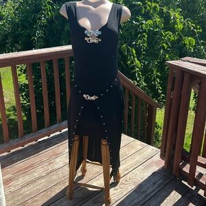 B.B.Apparel California High Low Embellished Black Dress